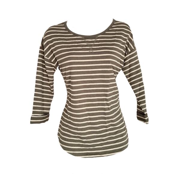 NWOT White Stag green tan 3/4 sleeve oversized top size xs - Picture 1 of 9